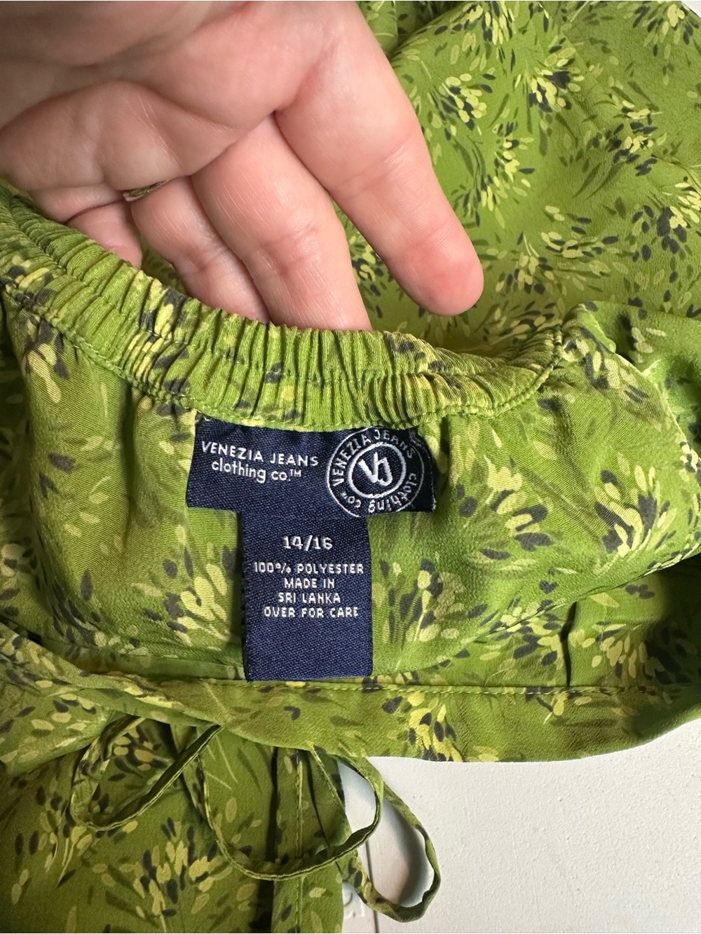 Vintage Y2K Venezia Jeans Ditsy Floral Green Double Slit Maxi Skirt Size 14/16 - Picture 8 of 10